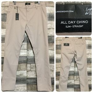 TRUE Linkswear All Day Chino Slim Straight Pants Men’s 33x32 Tan Performance